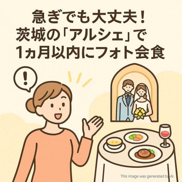 急ぎでも大丈夫！茨城の「アルシェ」で1ヶ月以内にフォト会食