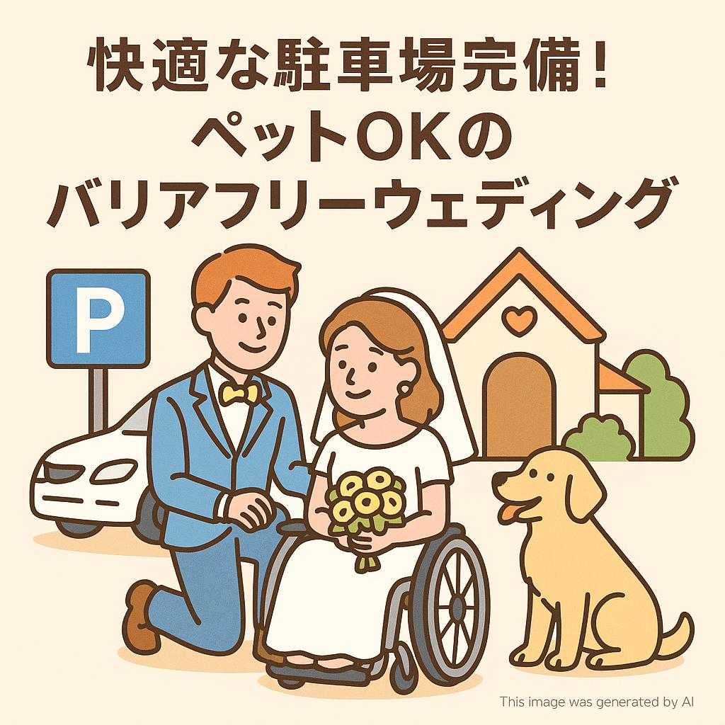 快適な駐車場完備！ペットOKのバリアフリーウェディング