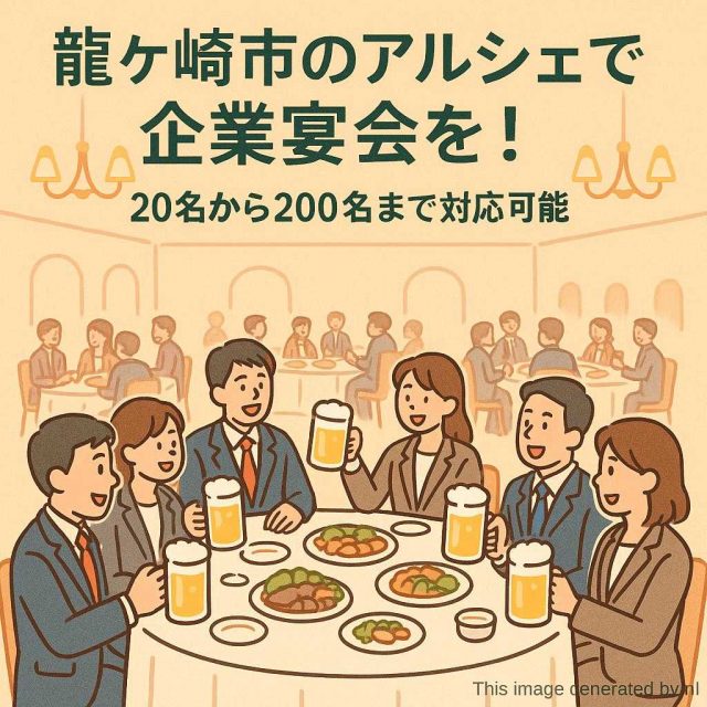 龍ケ崎市のアルシェで企業宴会を！20名から200名まで対応可能