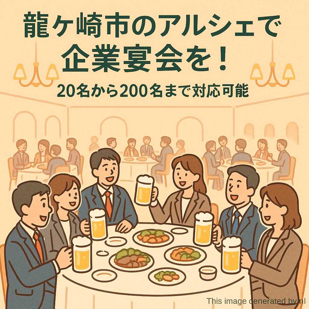 龍ケ崎市のアルシェで企業宴会を！20名から200名まで対応可能