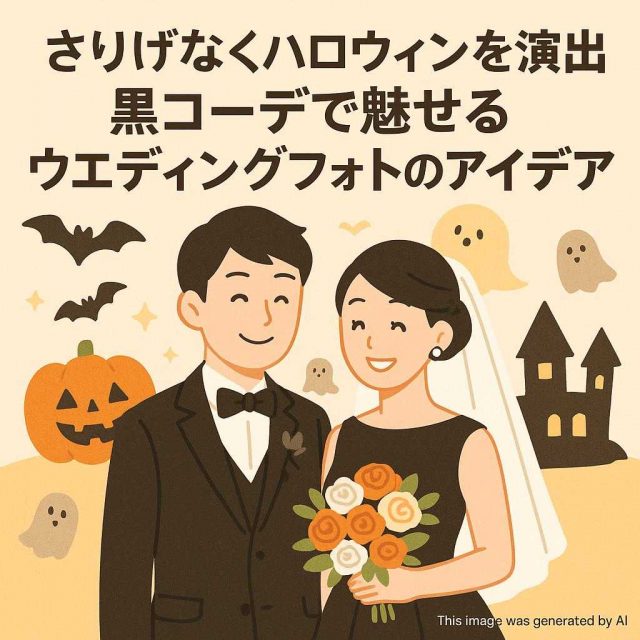 さりげなくハロウィンを演出　黒コーデで魅せるウェディングフォトのアイデア
