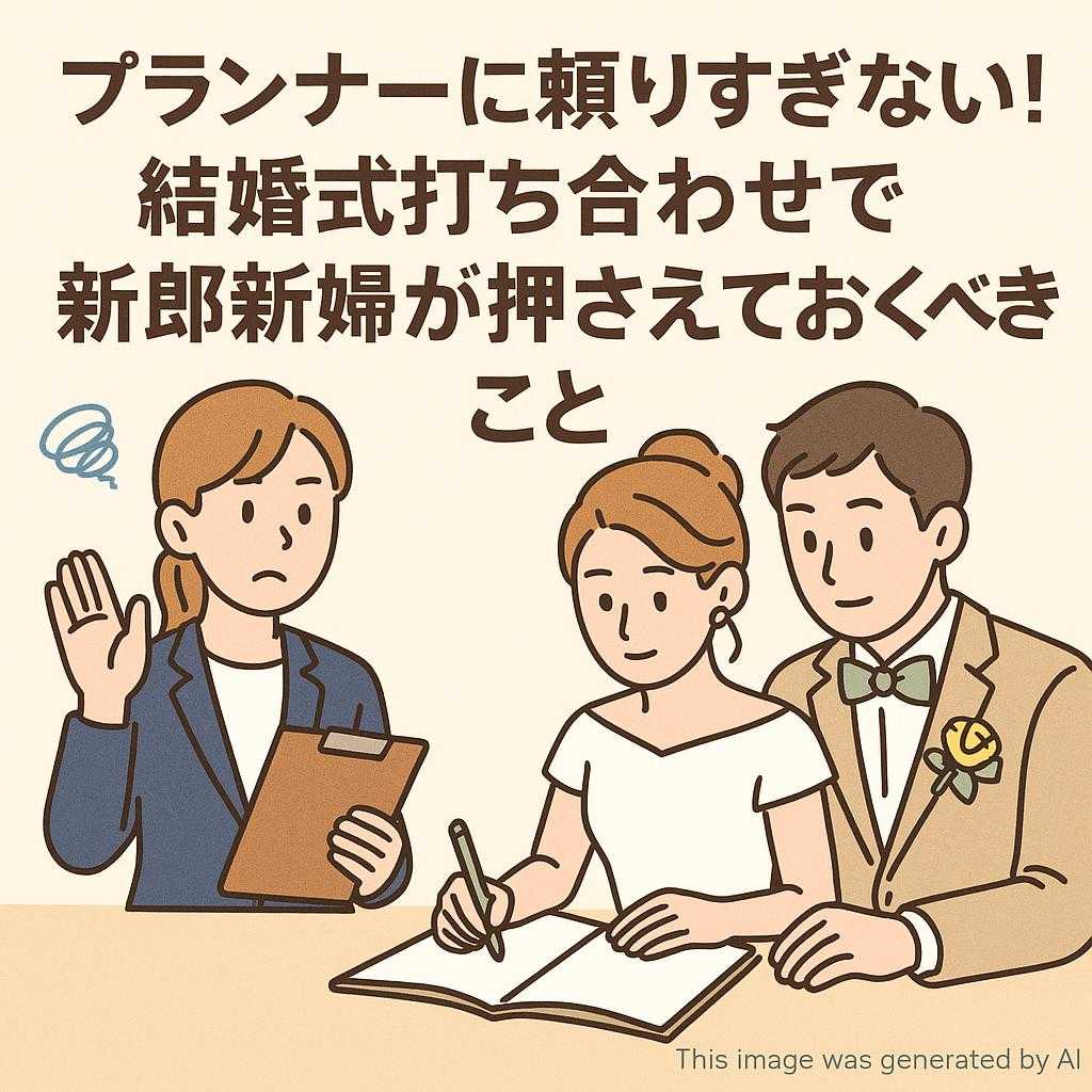 プランナーに頼りすぎない！結婚式打ち合わせで新郎新婦が押さえておくべきこと
