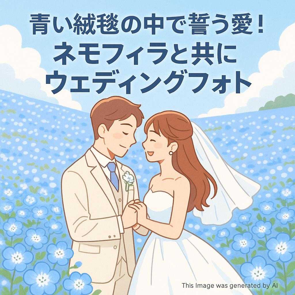 青い絨毯の中で誓う愛！ネモフィラと共にウェディングフォト