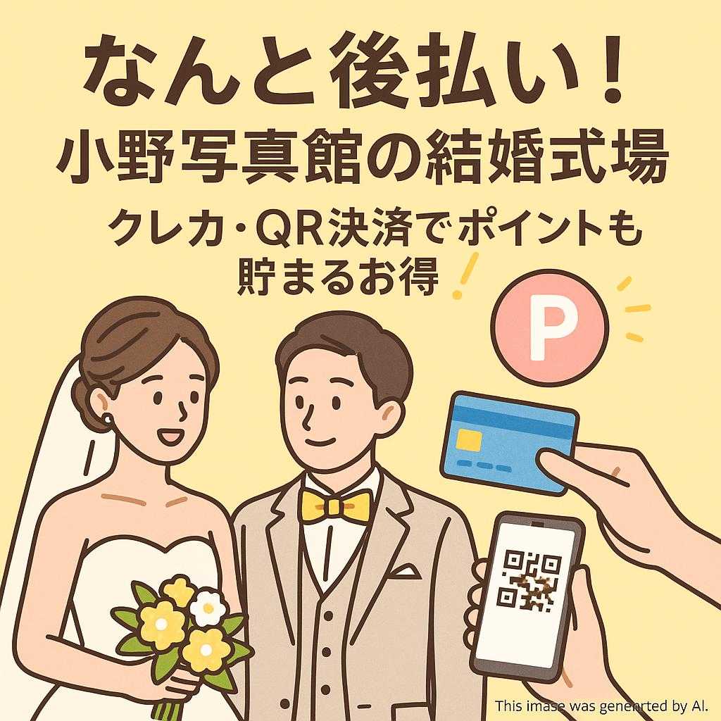 なんと後払い！小野写真館の結婚式場　クレカ・QR決済でポイントも貯まるお得！